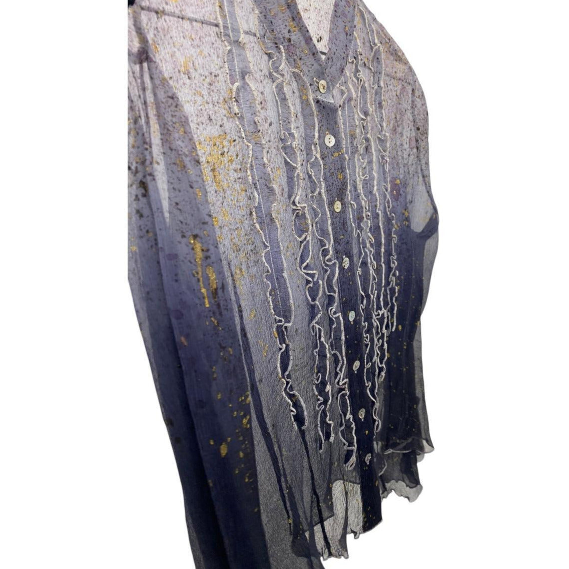 Ruffled spray paint silk blouse