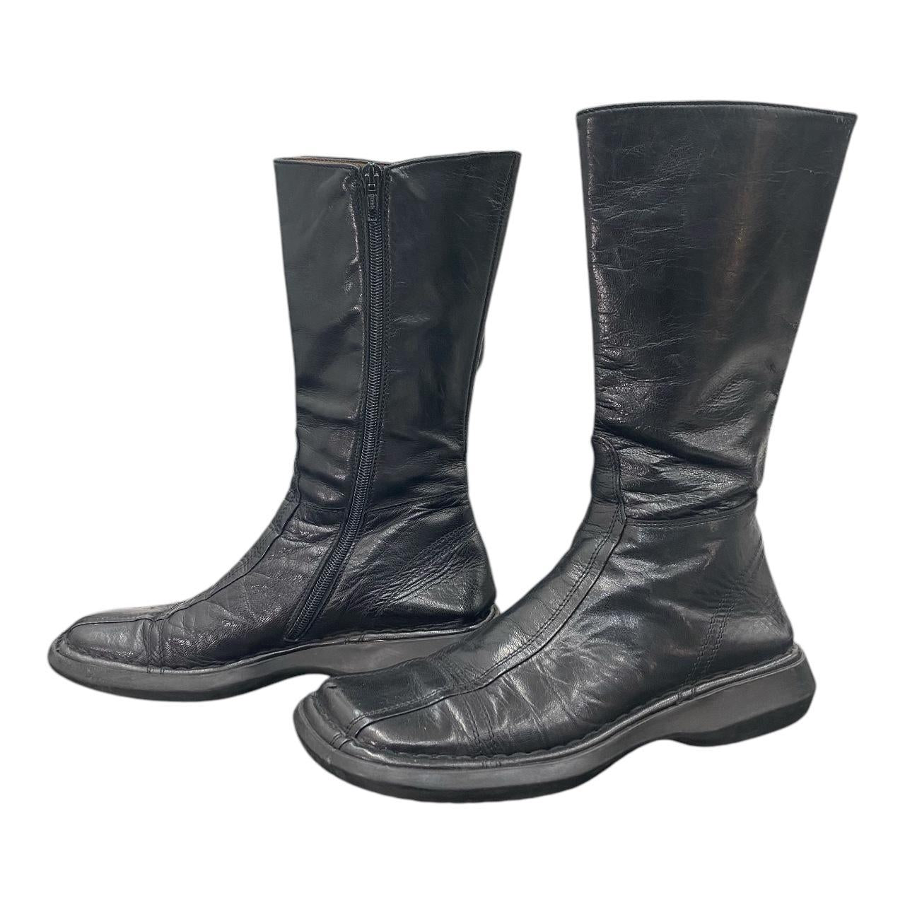 Square toe leather boots