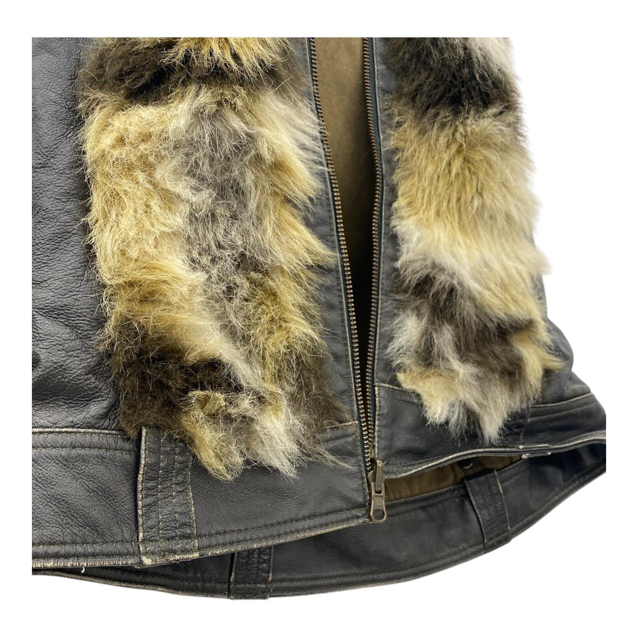 Hooded leather fake fur vest