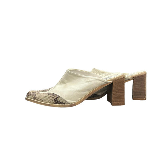 90s cream beige leather mules