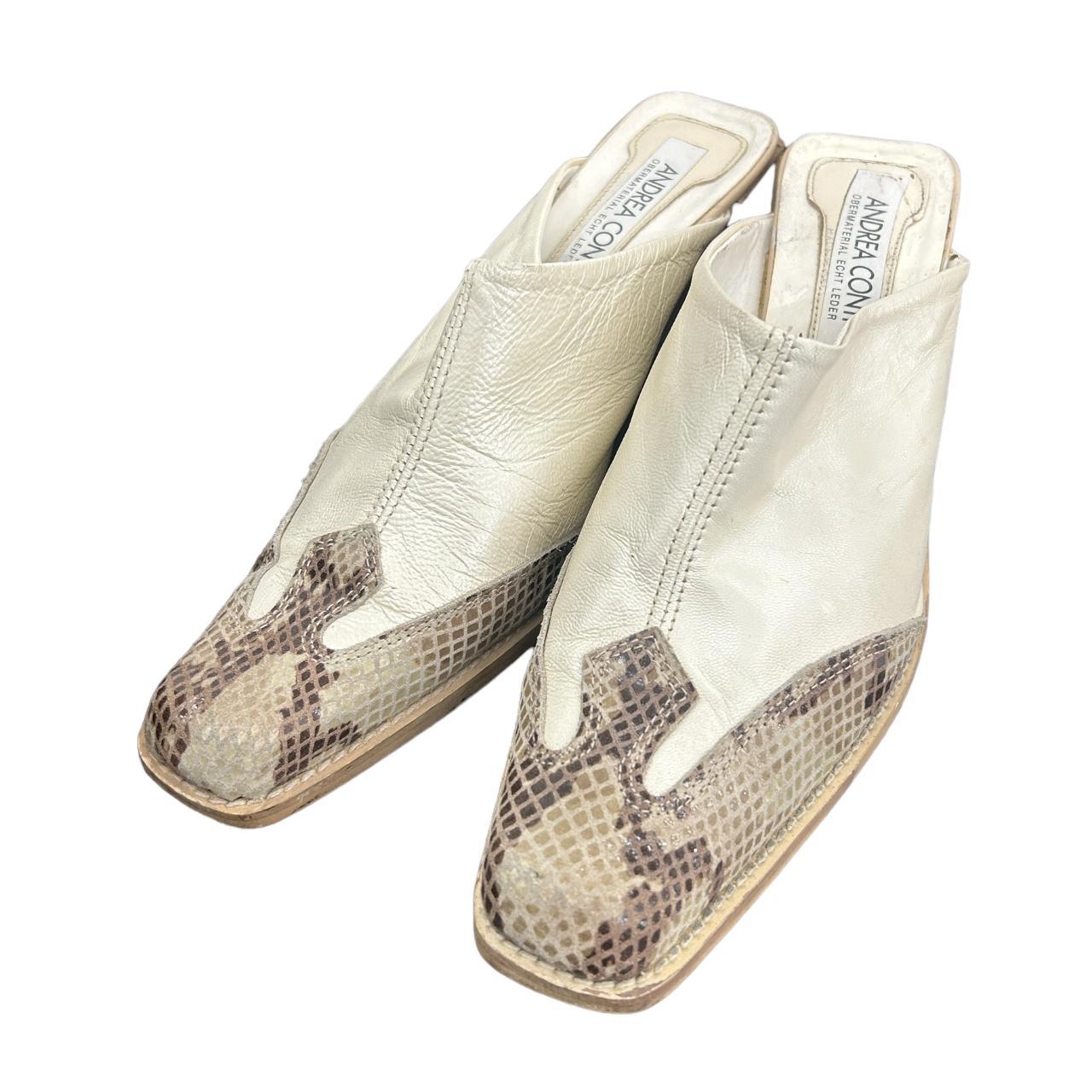 90s cream beige leather mules