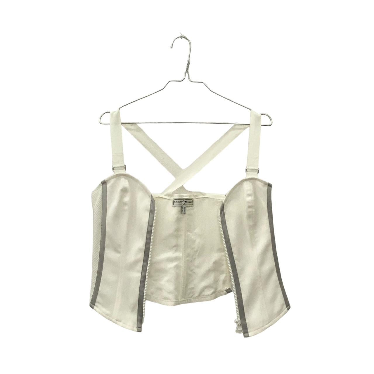 Y2K white strappy bustier top