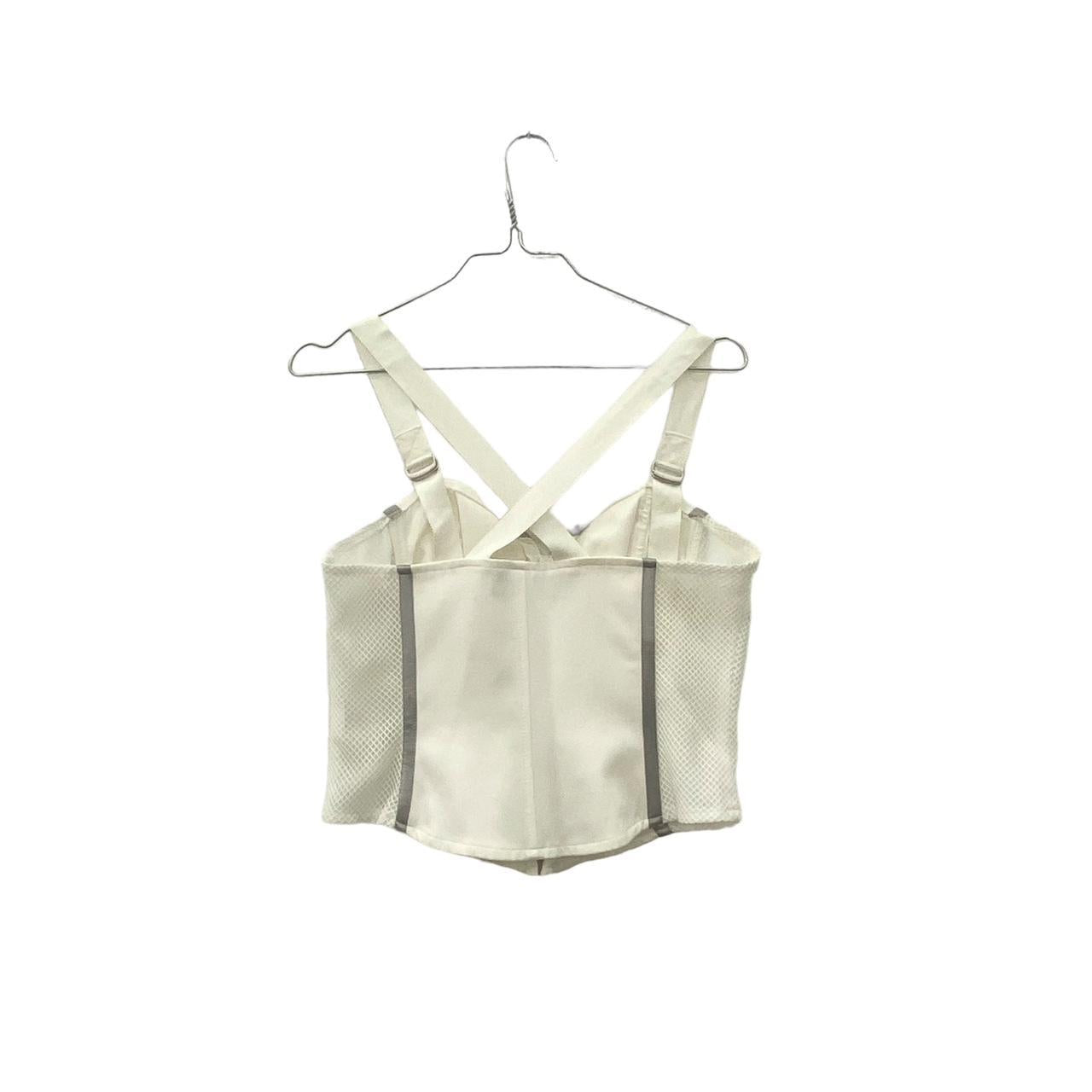 Y2K white strappy bustier top