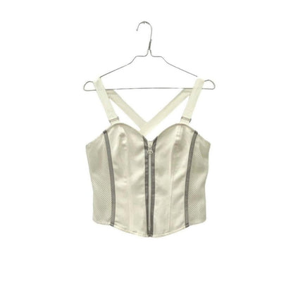 Y2K white strappy bustier top