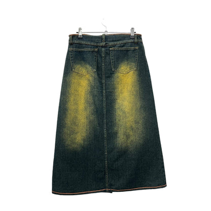 Y2K sprayed denim midi skirt