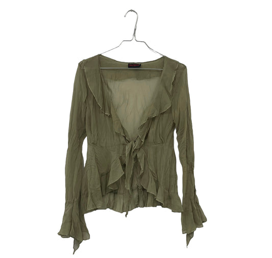 90s khaki mesh blouse