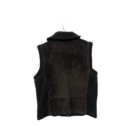 Y2K suede leather knit vest