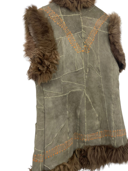 Y2K shearling faux fur vest