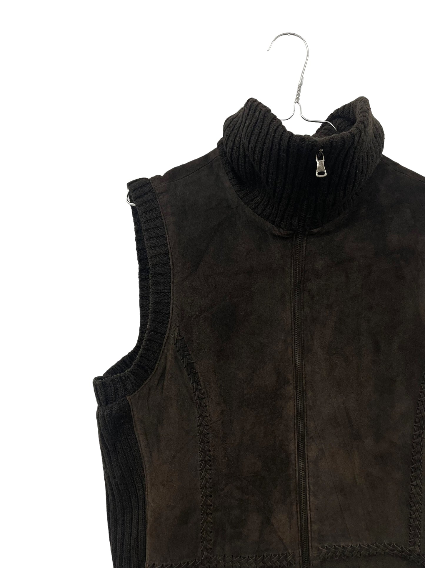 Y2K suede leather knit vest