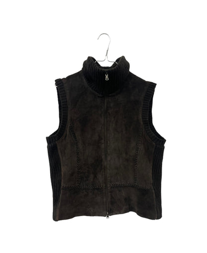 Y2K suede leather knit vest