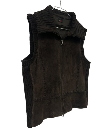 Y2K suede leather knit vest