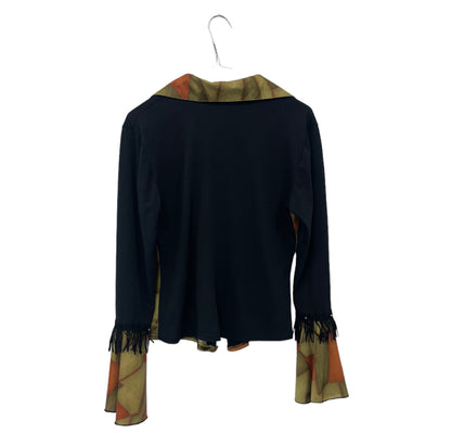 Y2K patchwork fringe blouse