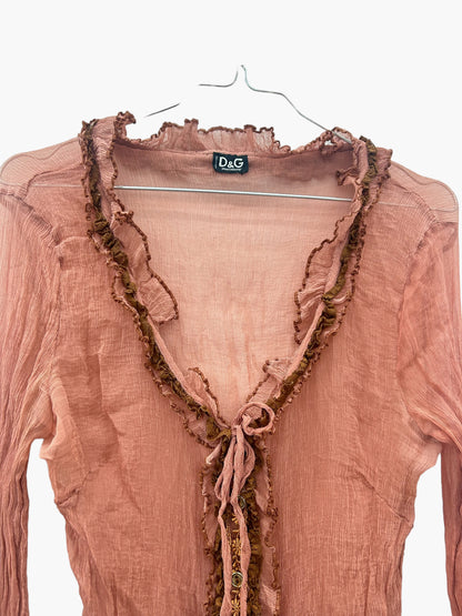 Y2K D&G ruffled silk blouse