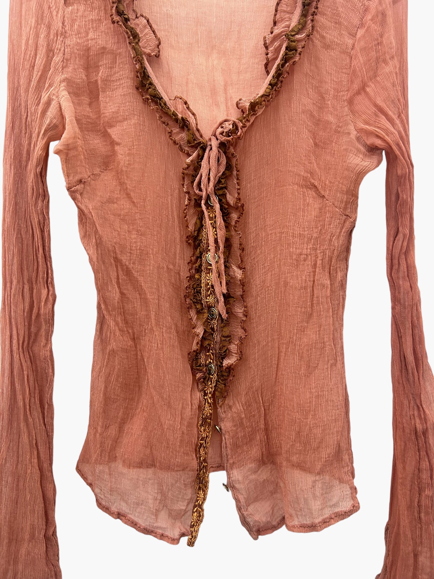 Y2K D&G ruffled silk blouse