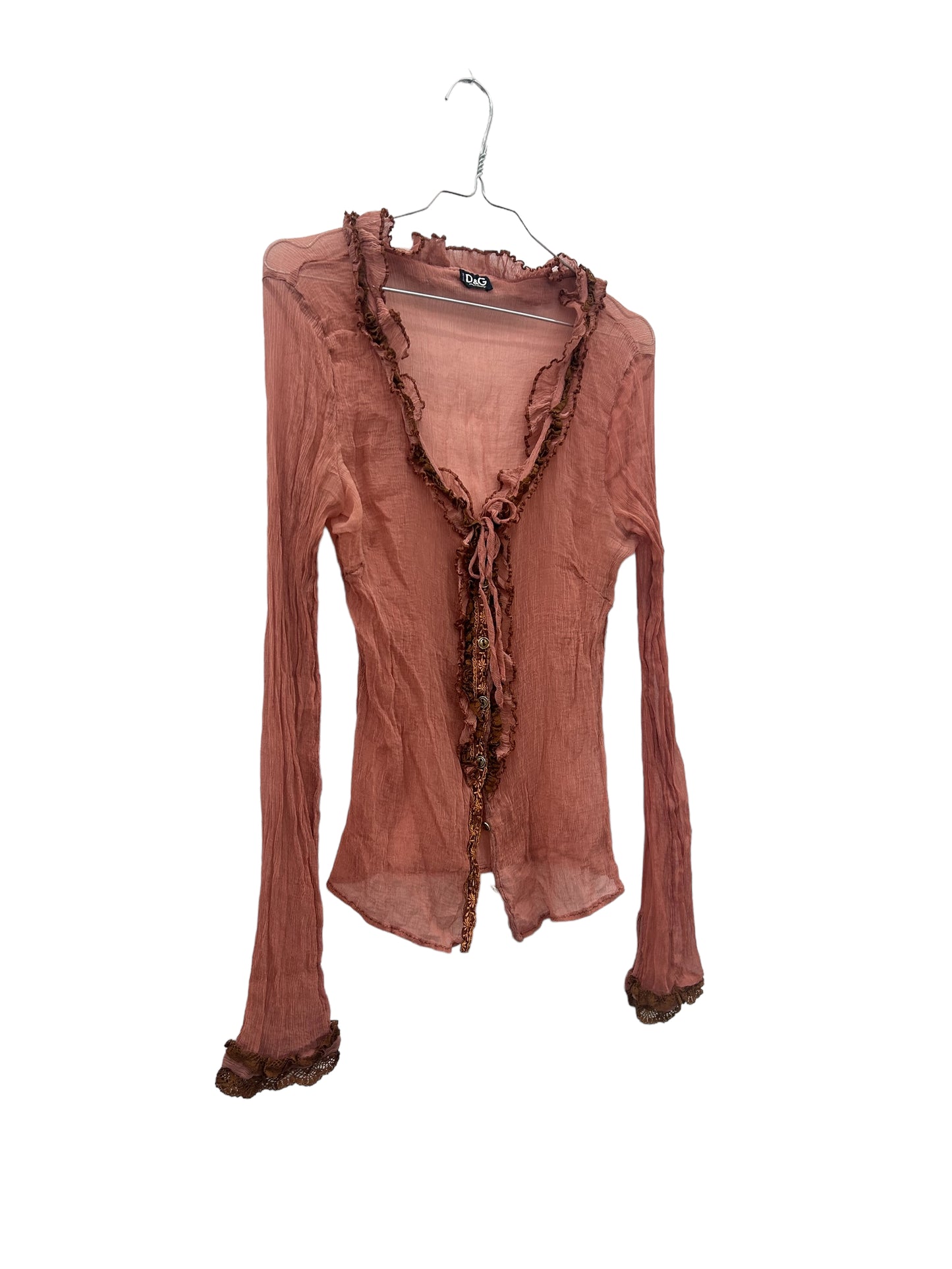 Y2K D&G ruffled silk blouse