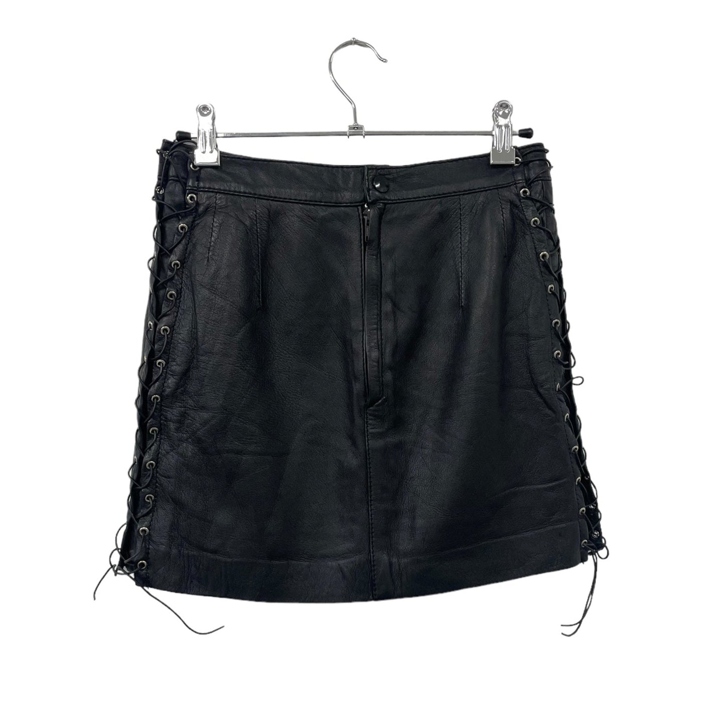 90s real leather mini skirt