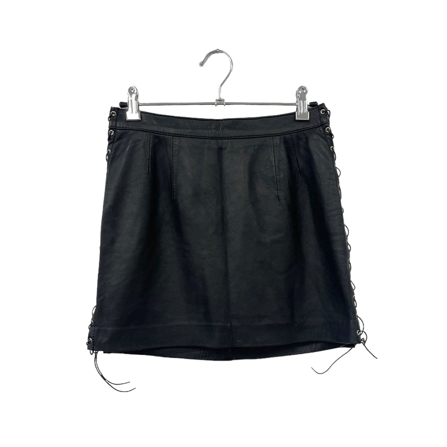 90s real leather mini skirt