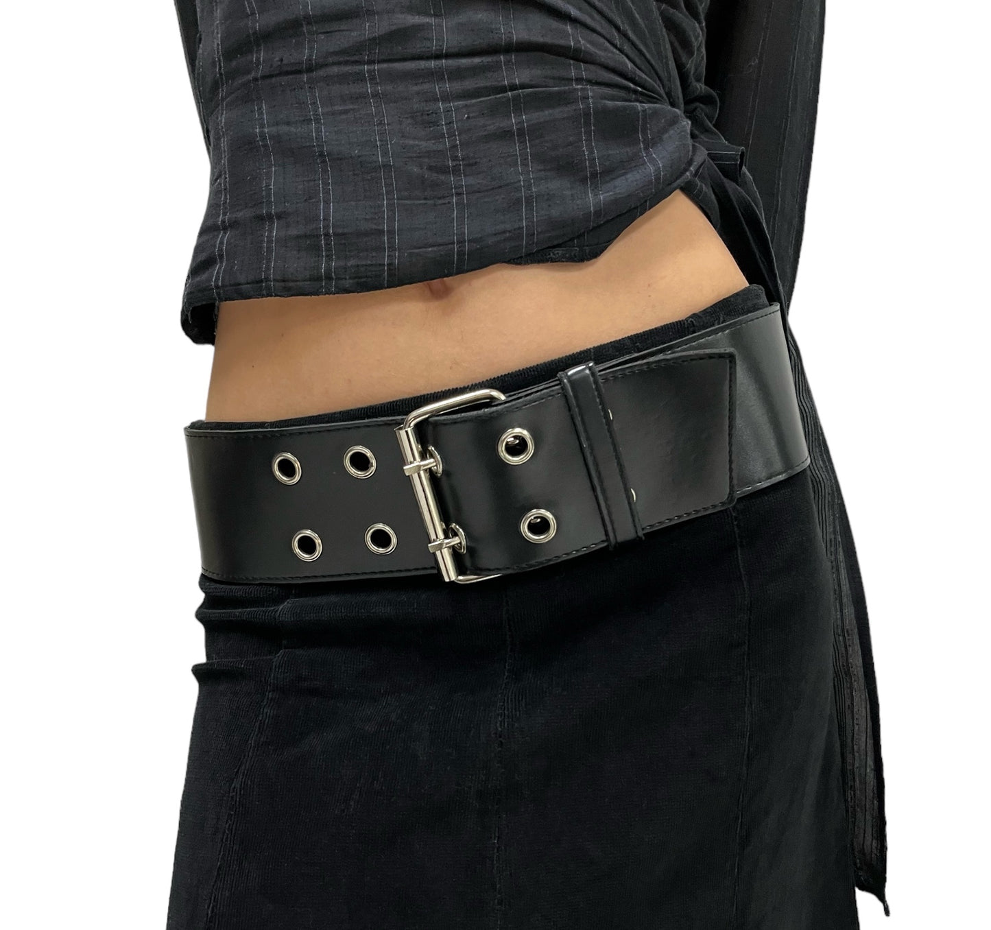 90s black buckled hip belt