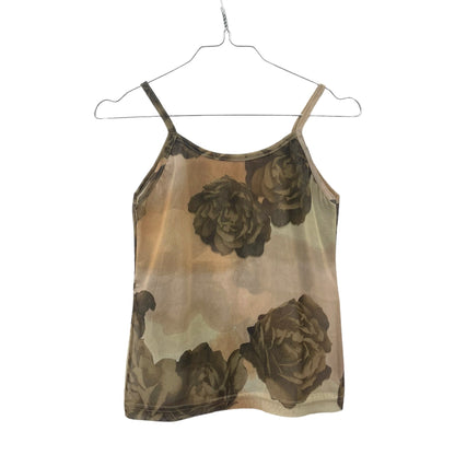 Y2K rose print mesh top