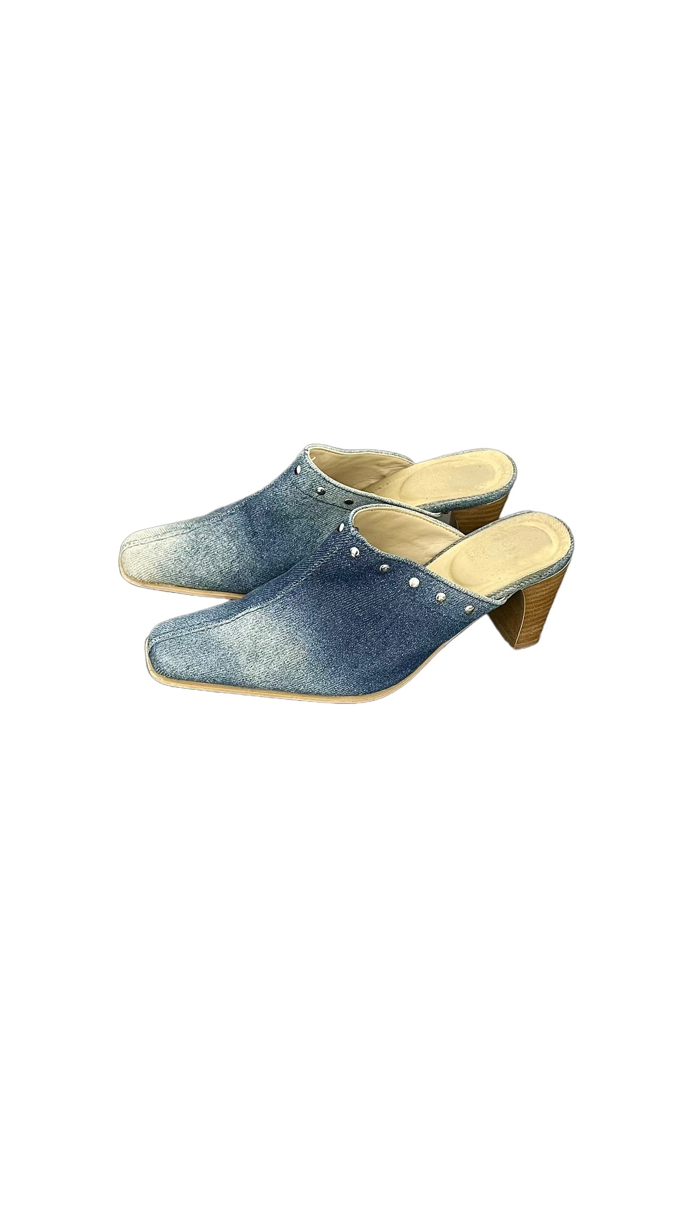 Y2K denim mules with rivets