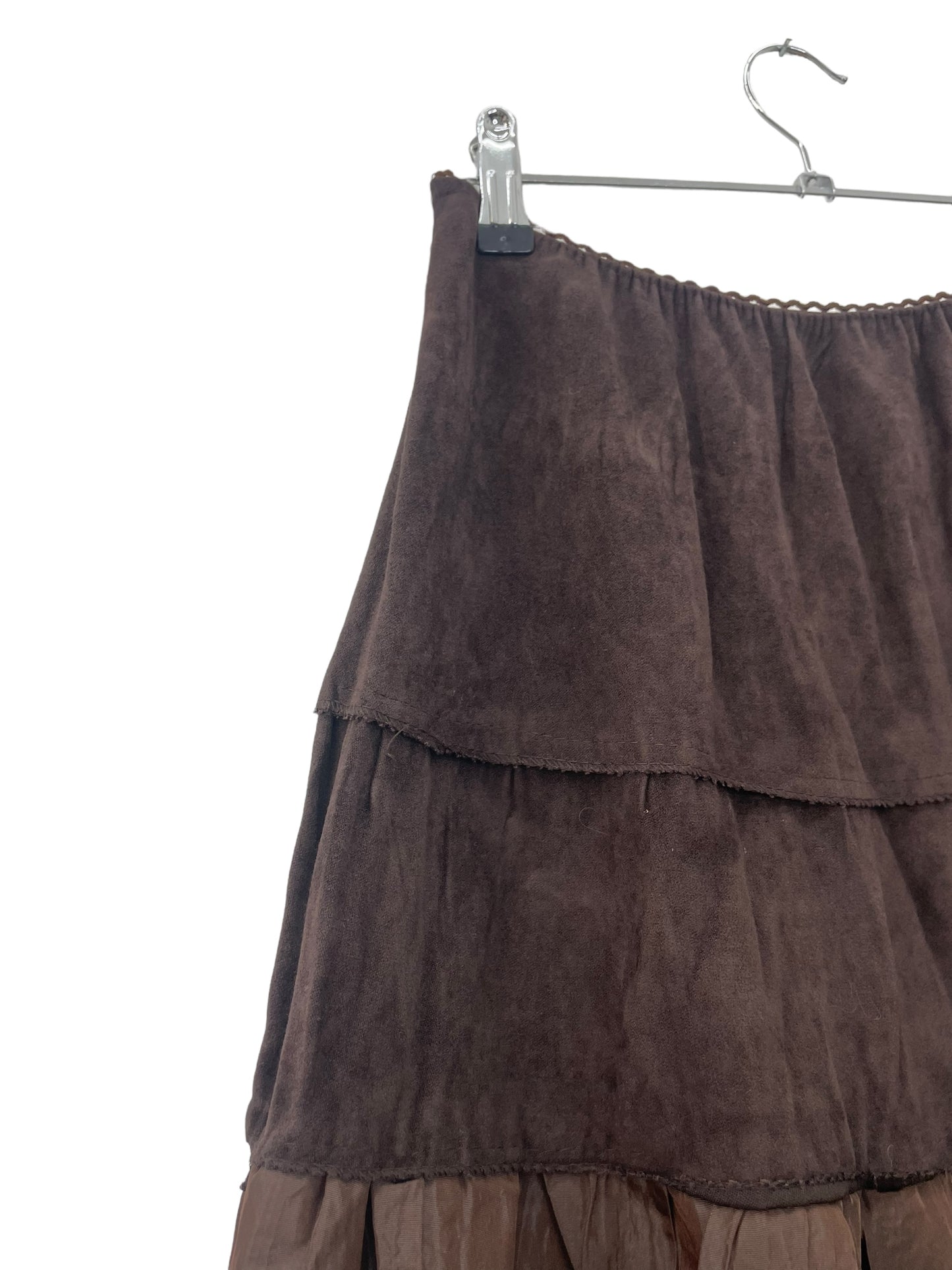 Y2K earthy layered midi skirt