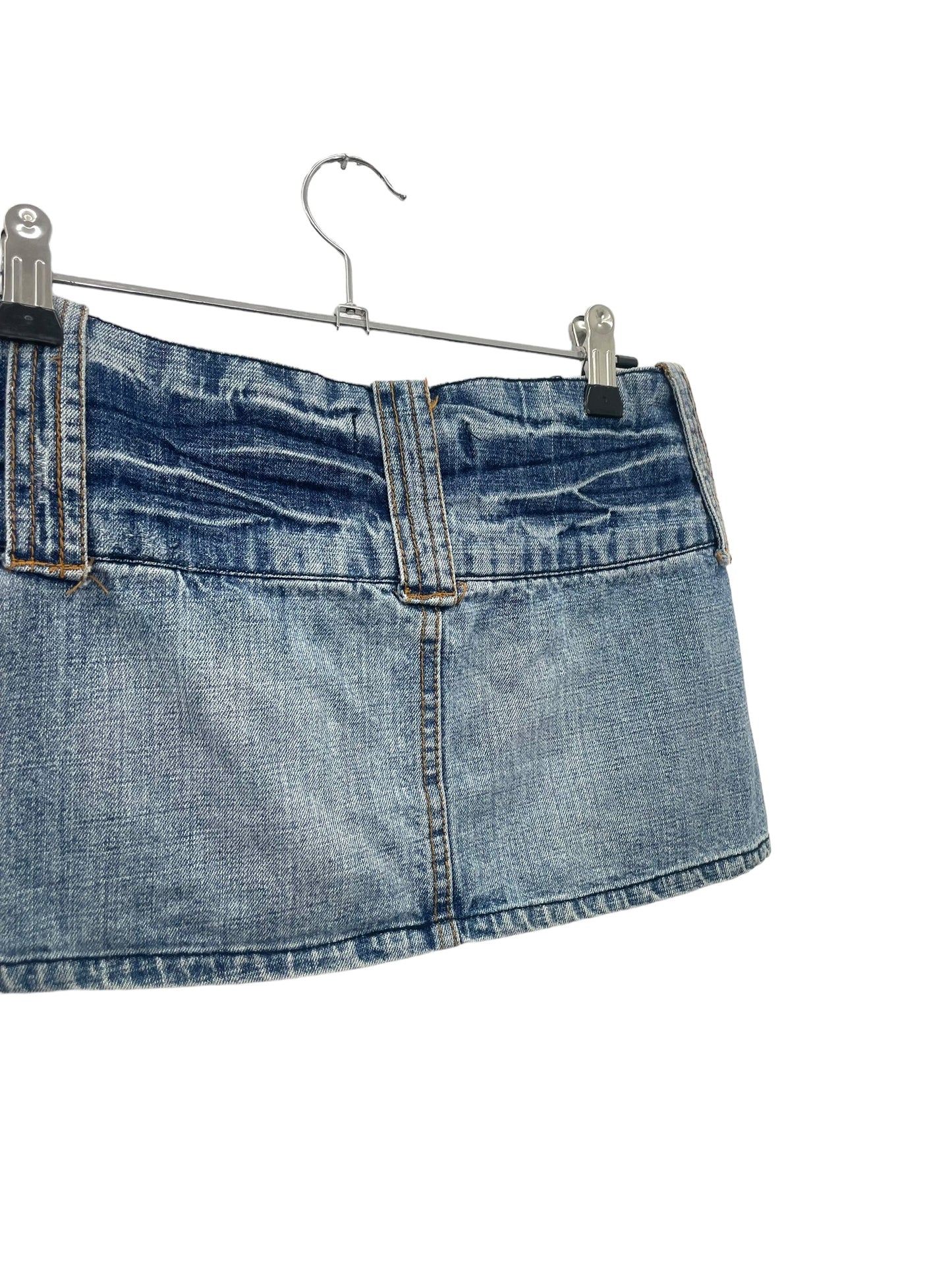 Y2K belted denim micro skirt