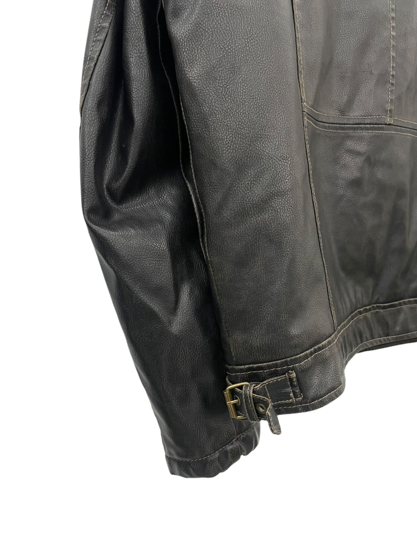 Y2K faux leather aviator jacket