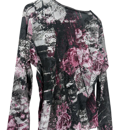Patterned mesh longsleeve top