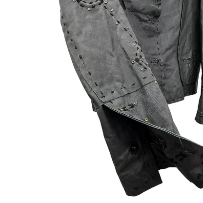 Stitched leather blazer jacket