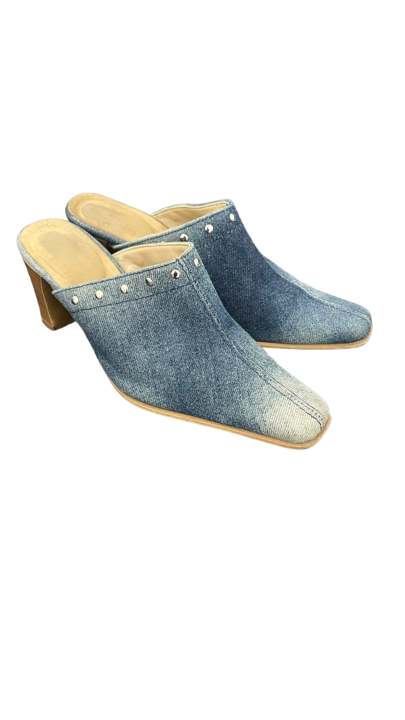 Y2K denim mules with rivets