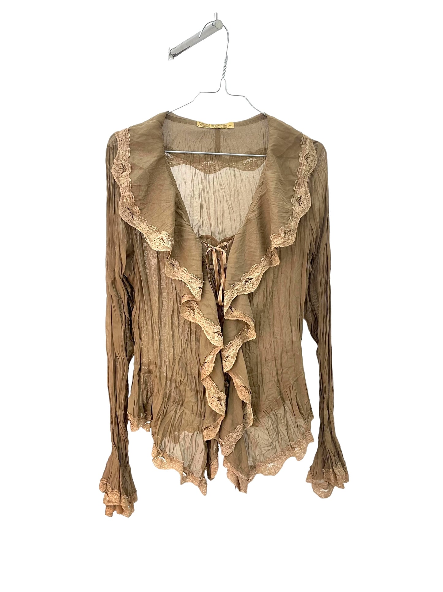 Y2K laced silk blouse with ruffles