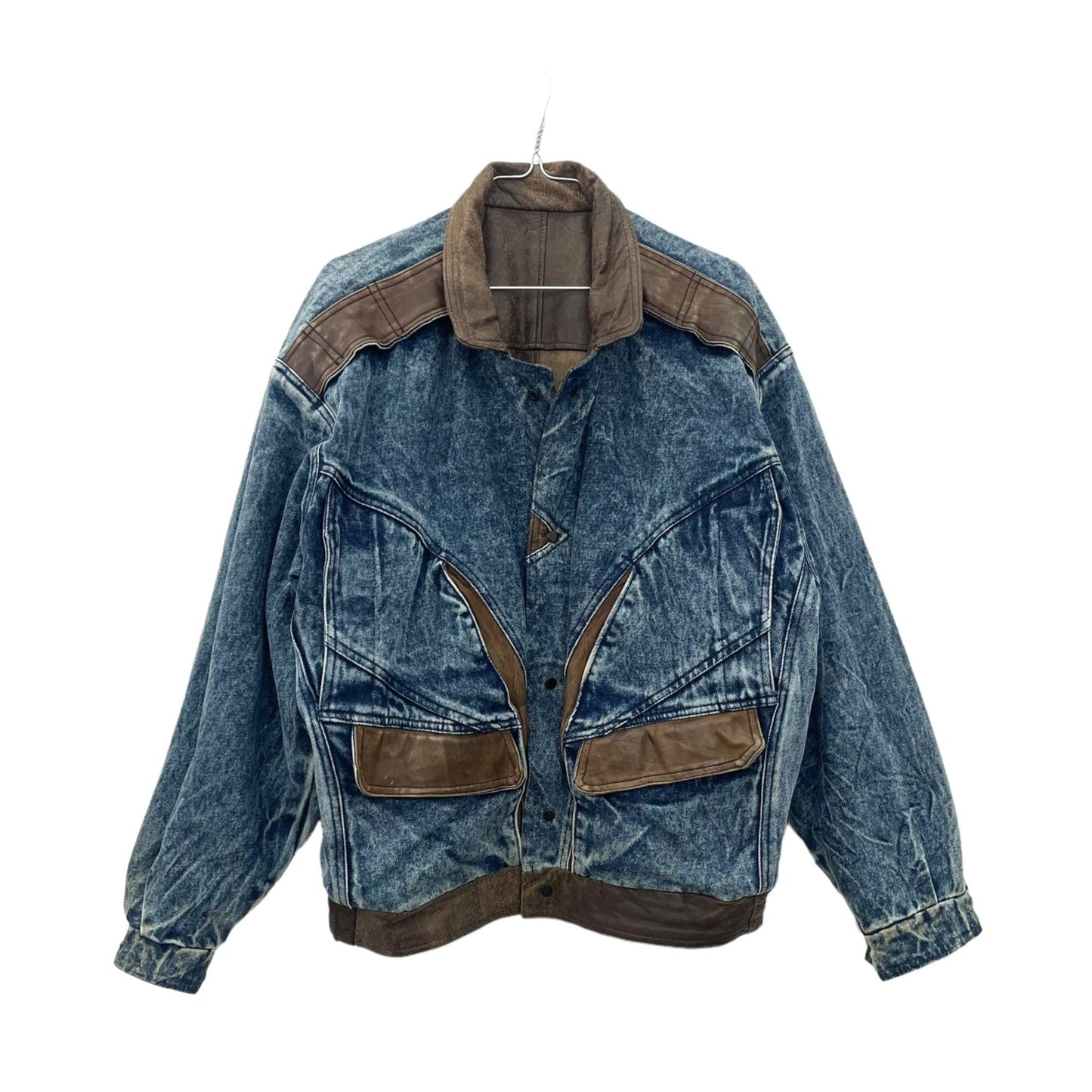 90s leather / denim bomber