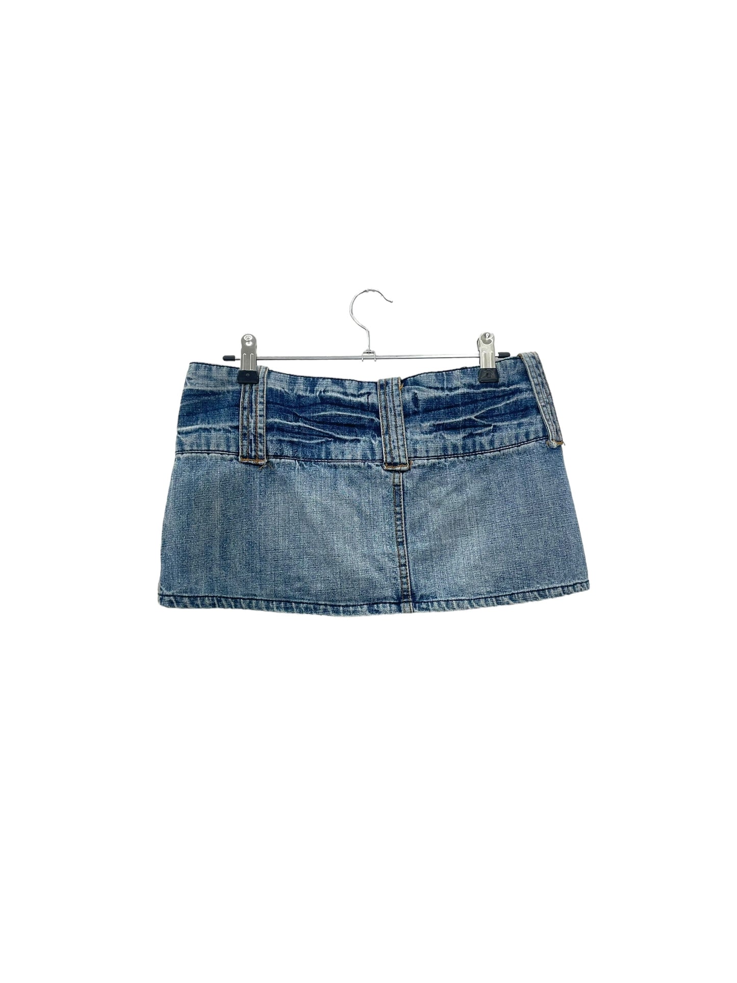 Y2K belted denim micro skirt