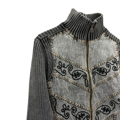 Y2K knitted denim jacket