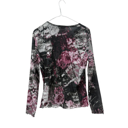 Patterned mesh longsleeve top
