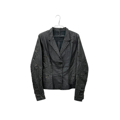 Stitched leather blazer jacket