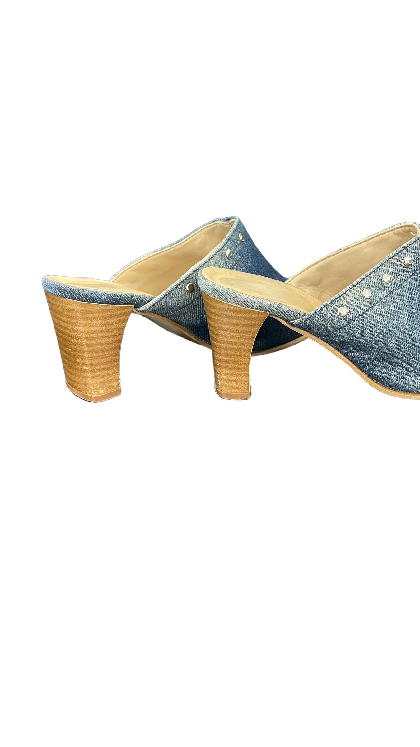 Y2K denim mules with rivets