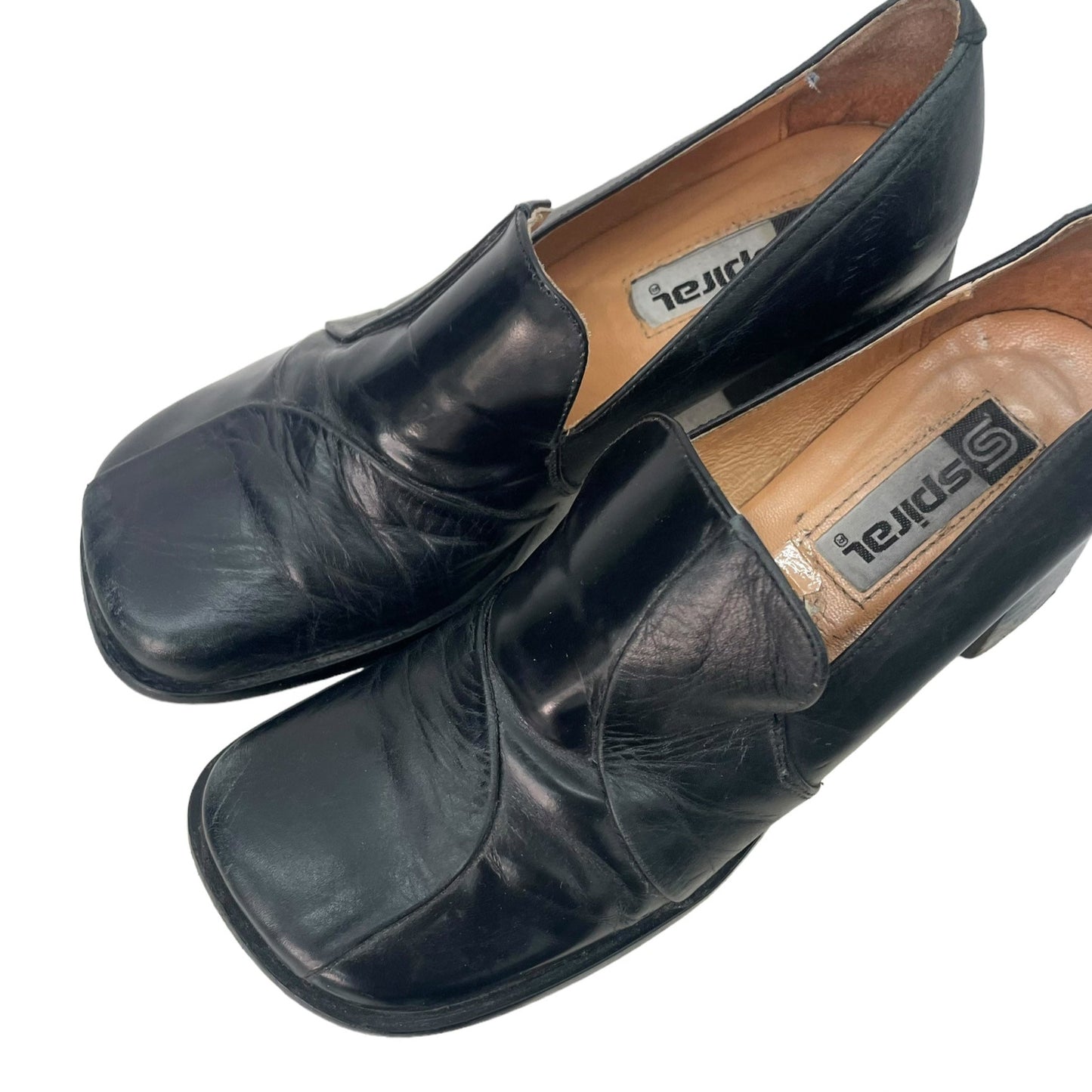 90s square toe leather loafers