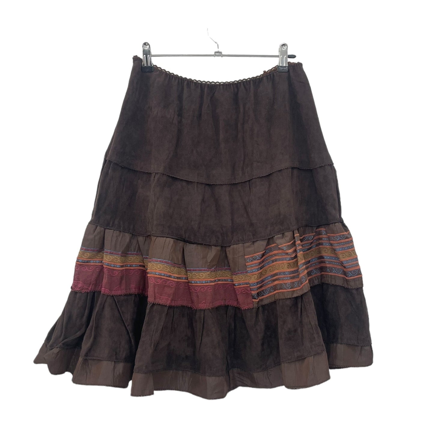 Y2K earthy layered midi skirt