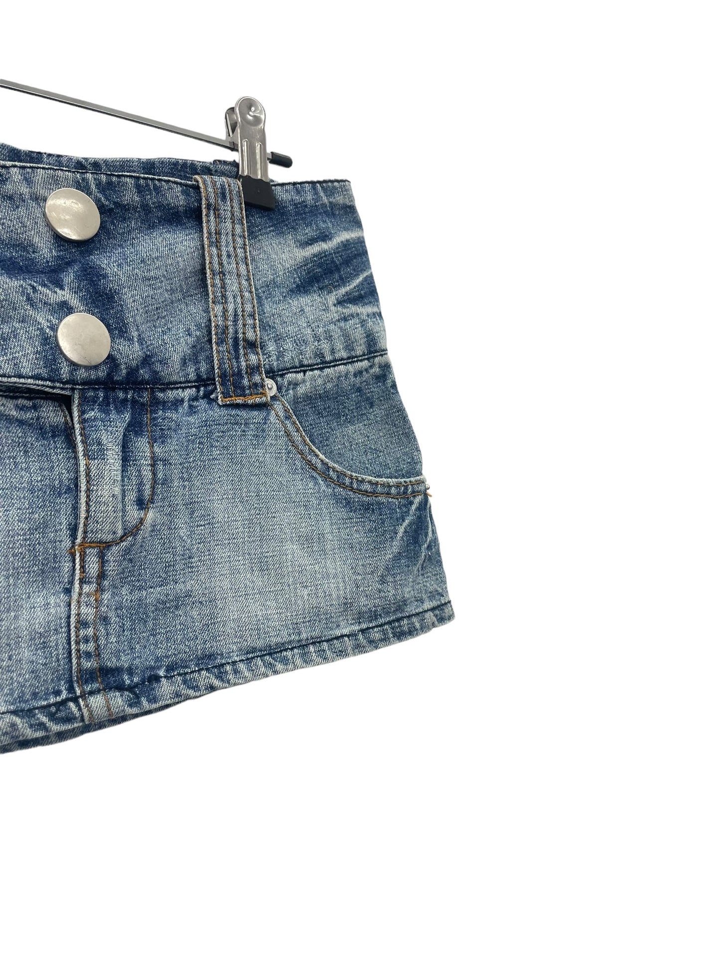 Y2K belted denim micro skirt