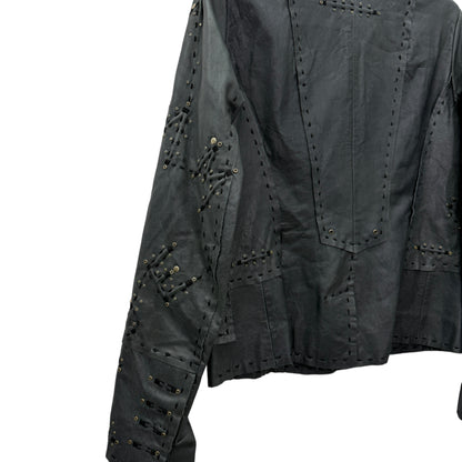 Stitched leather blazer jacket