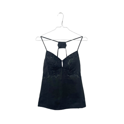 Y2K backless linen sequin top