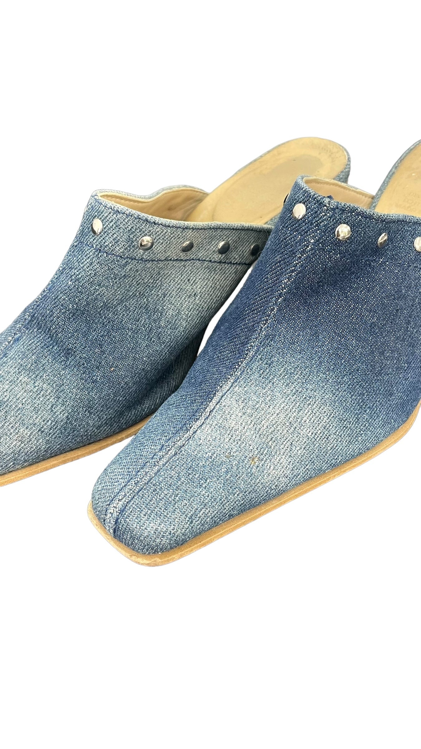 Y2K denim mules with rivets