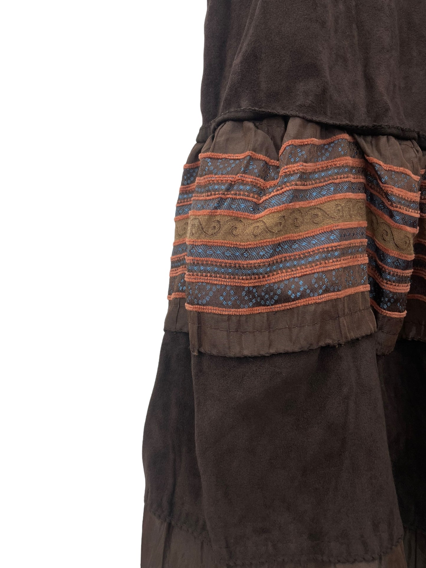 Y2K earthy layered midi skirt