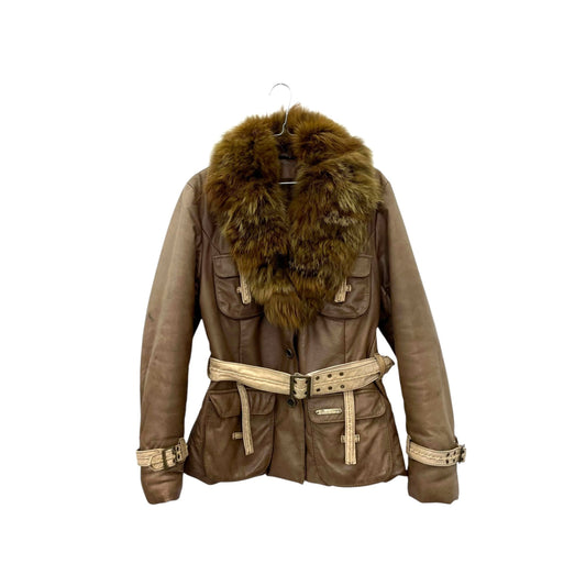 Y2K belted leather blazer