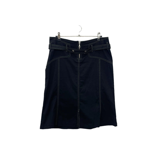 90s black midi skirt with belt