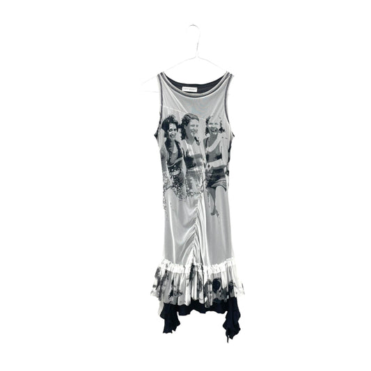 Y2K mesh dress with photo print