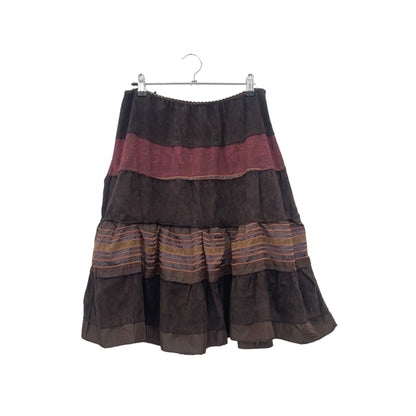 Y2K earthy layered midi skirt