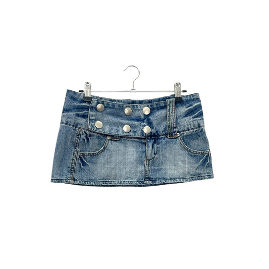 Y2K belted denim micro skirt