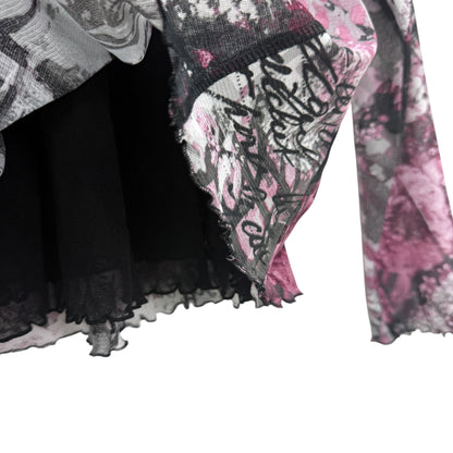 Patterned mesh longsleeve top